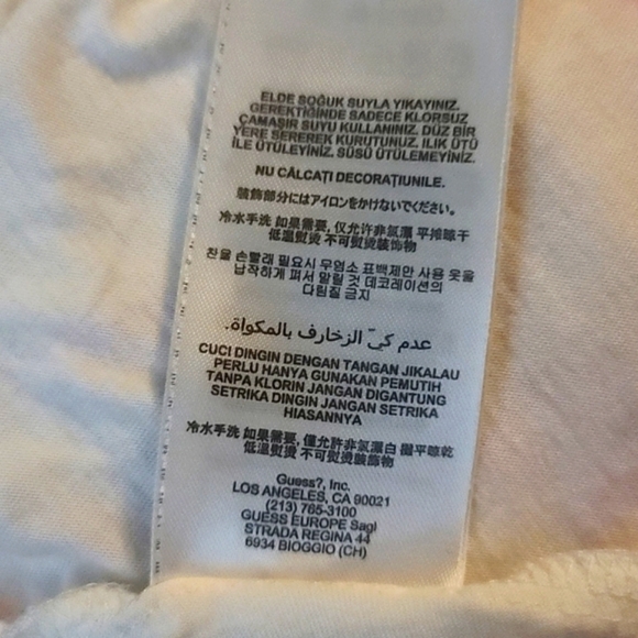 Guess Peplum Tank Top Pink White Size Small Cotton Modal - Picture 5 of 5